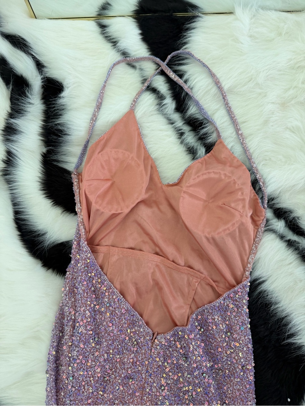 Portia & Scarlett Lavender Sequin Gown size 6, worn once, prom, gala, pageant - Picture 3 of 6
